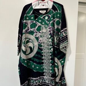 Kris St Chuks Nigerian Tye Dye Cotton Roomy embroidered African size L